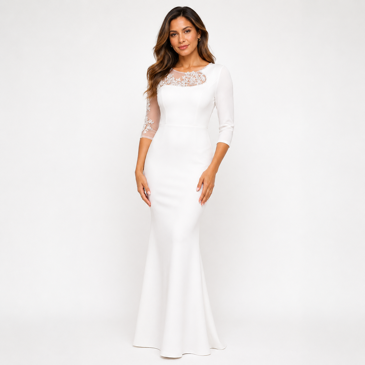 Robe de soirée col bijou femme