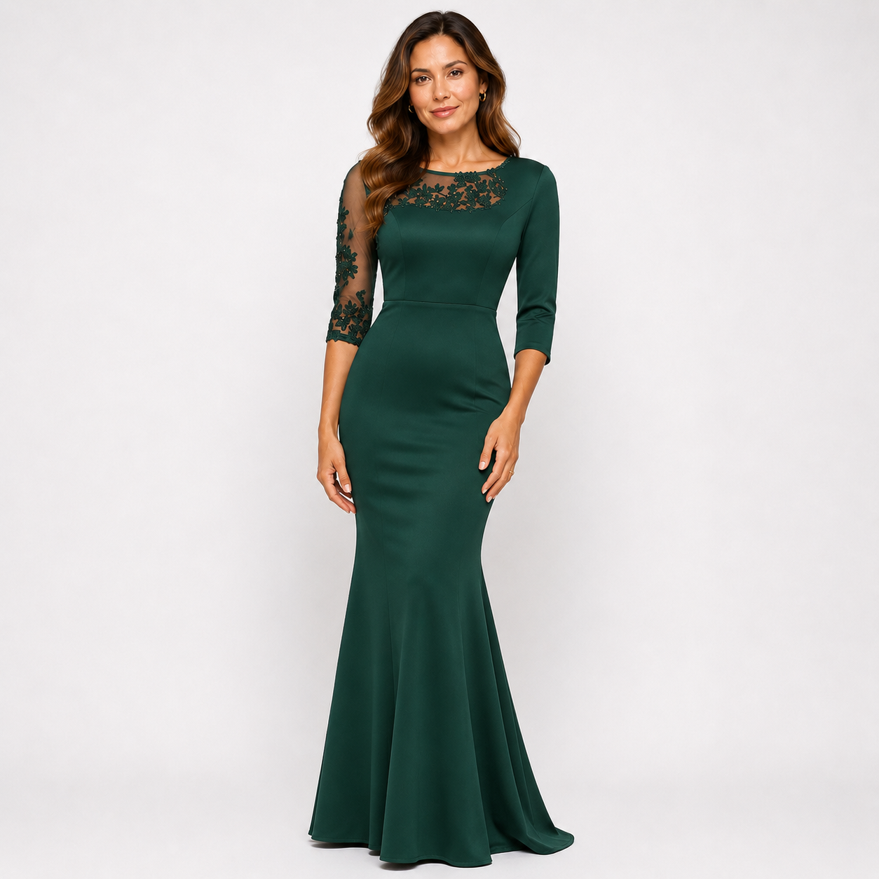 Robe de soirée col bijou femme