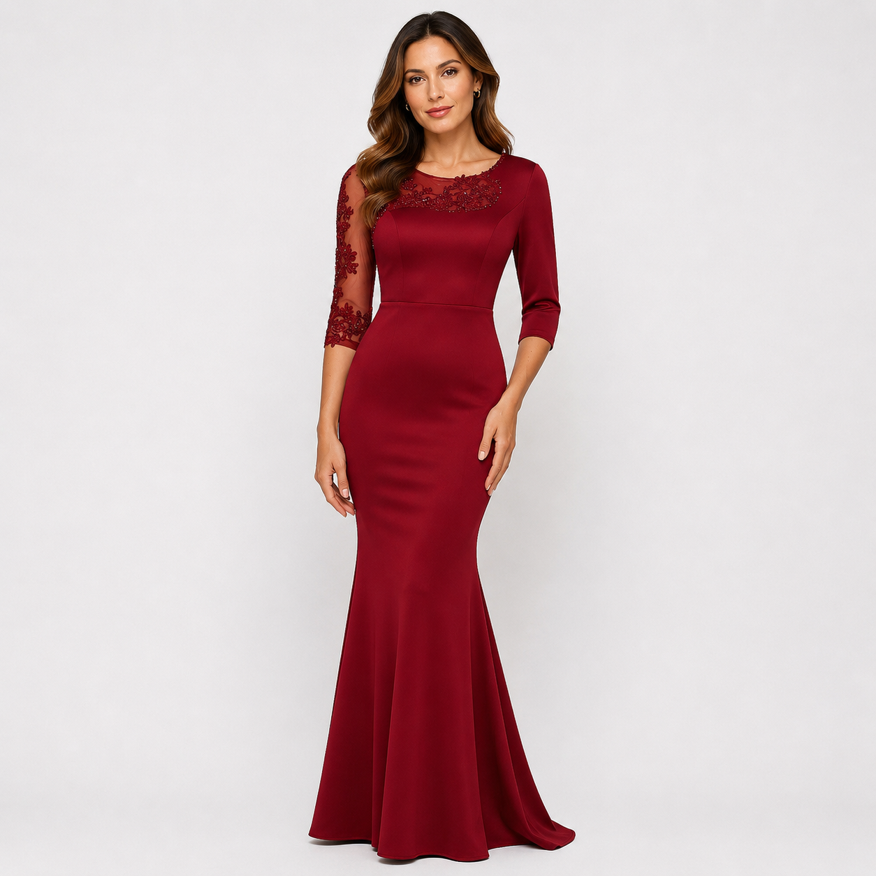Robe de soirée col bijou femme