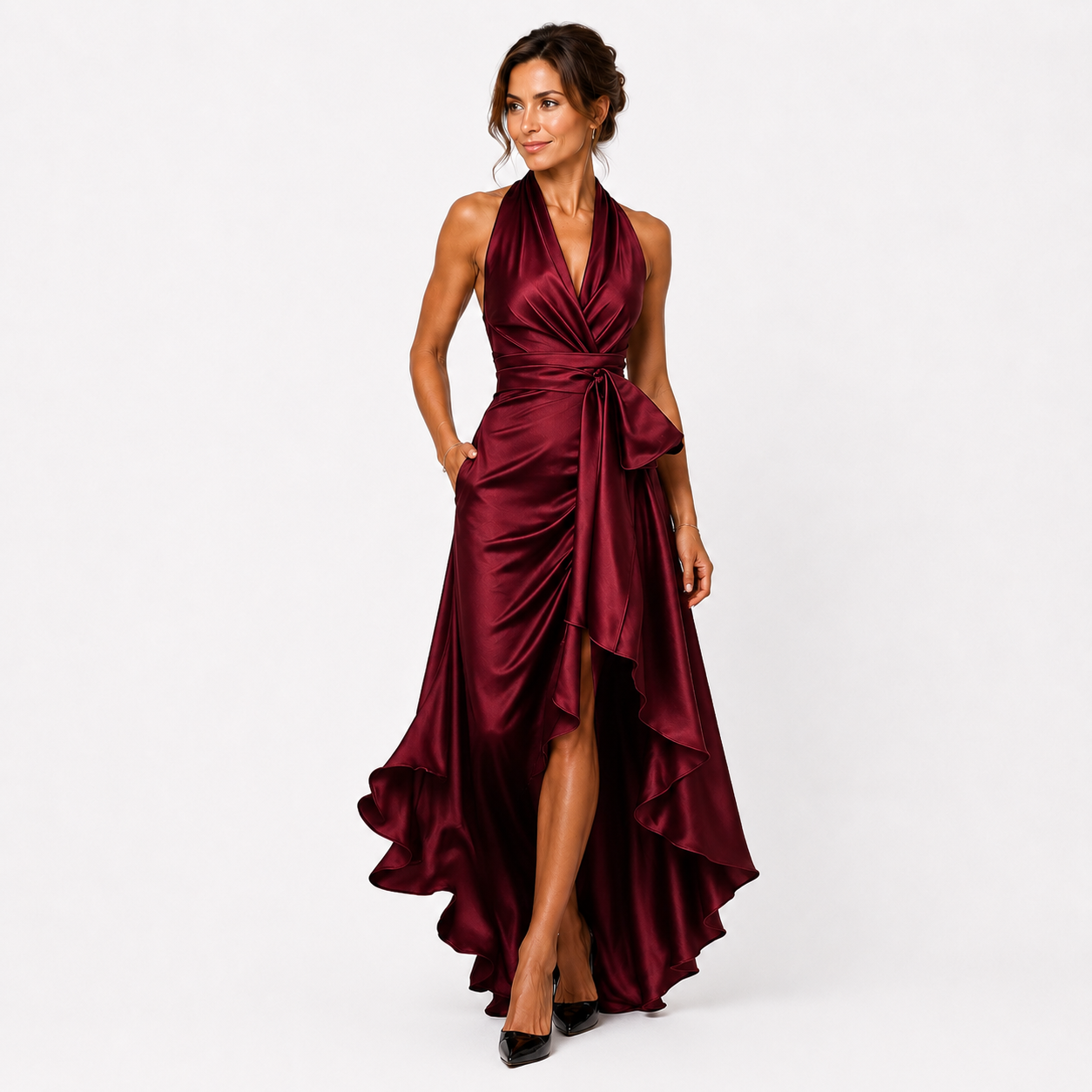 Robe longue portefeuille femme