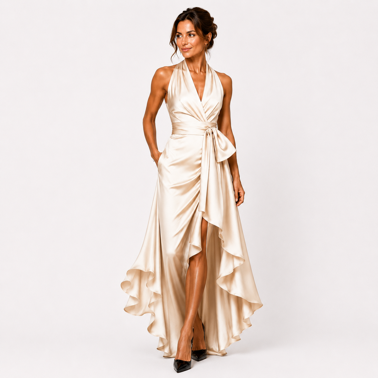Robe longue portefeuille femme