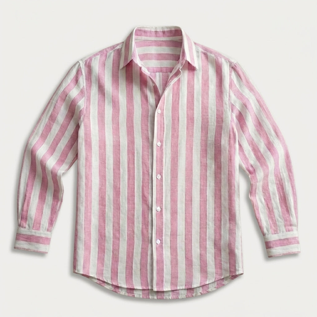 Chemise rayée coton lin homme