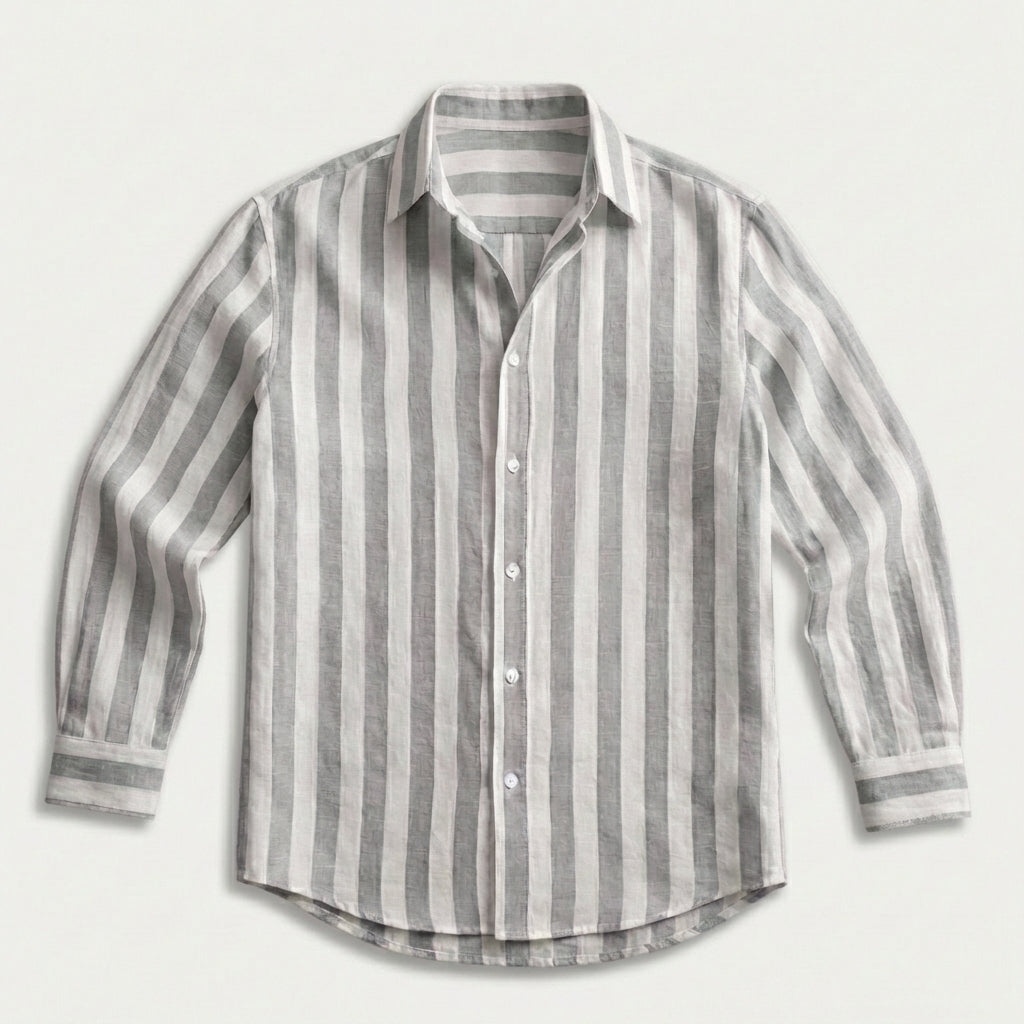 Chemise rayée coton lin homme
