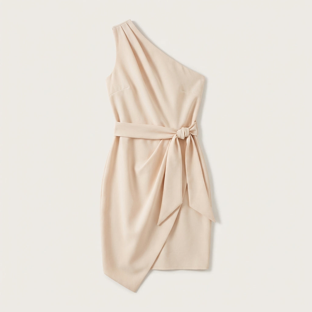 Robe asymétrique ceinturée femme