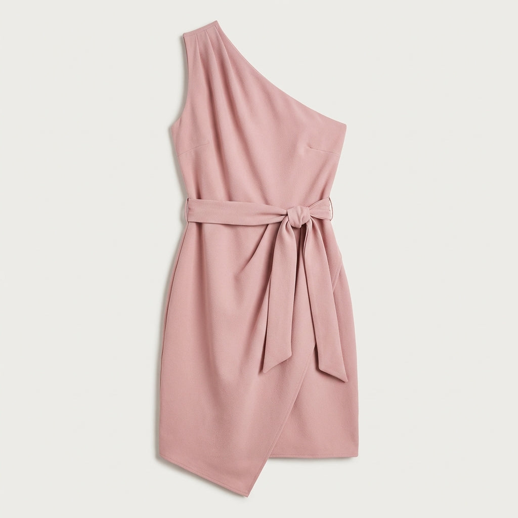 Robe asymétrique ceinturée femme