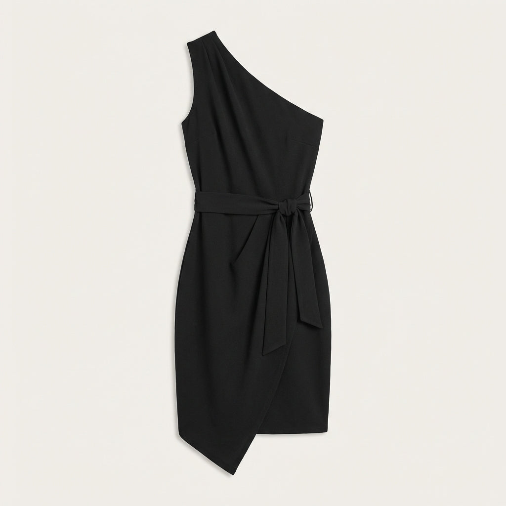 Robe asymétrique ceinturée femme