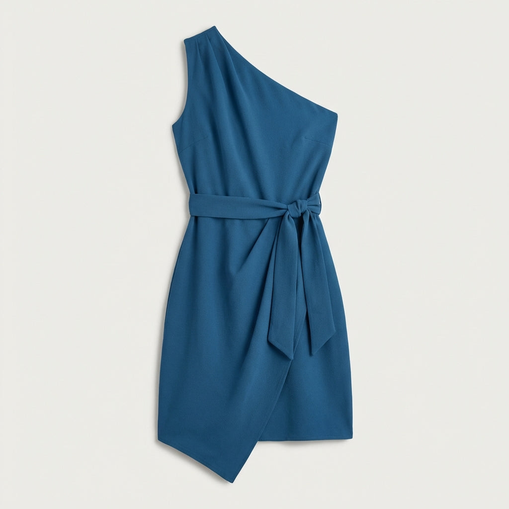 Robe asymétrique ceinturée femme