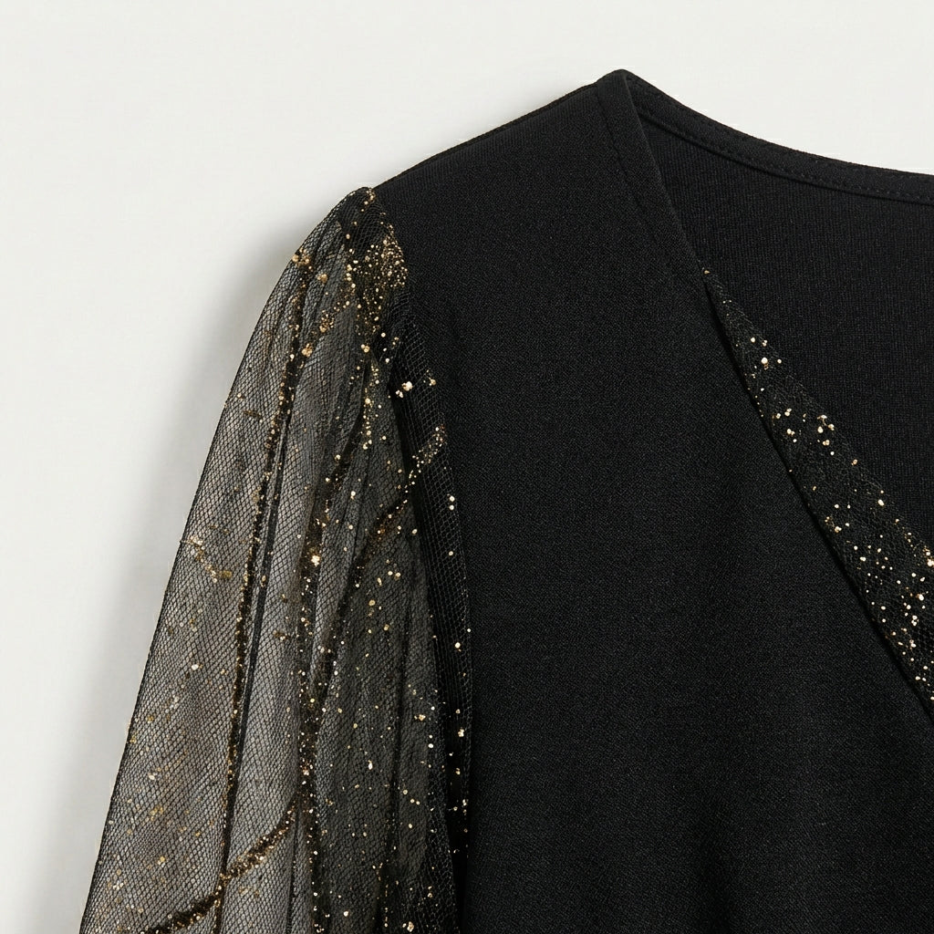 Robe de soirée manches longues transparentes