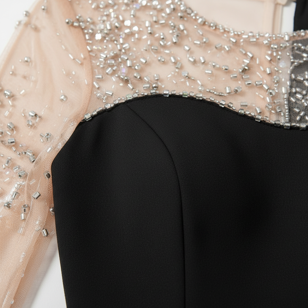 Robe de soirée col bijou femme